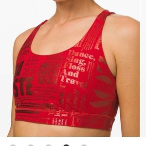 Lululemon red foil Energy Bra size 10